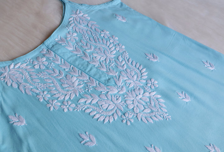 Mirha Sky Blue Short Sleeveless Kurta