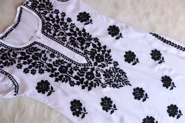 Haya White & Black Cotton Kurta Pant set