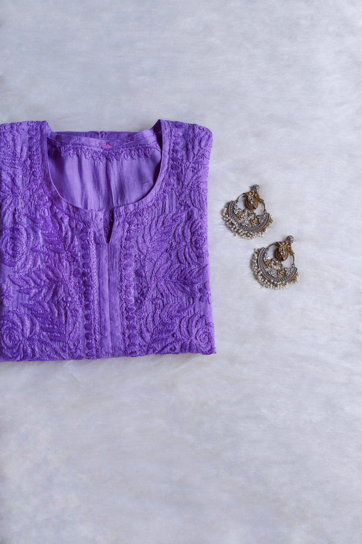 Zenara Purple Chanderi Kurta