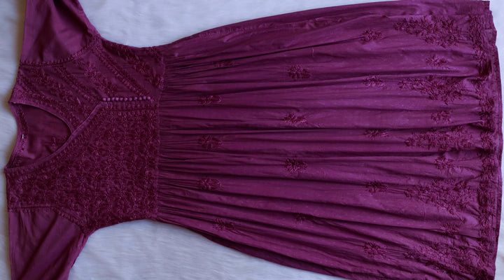 Nazakat Deep Purple Pure Cotton Angarakha Dress