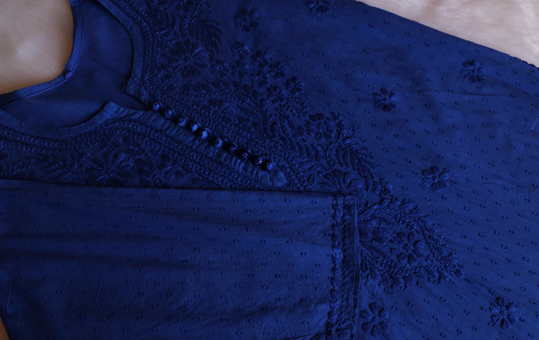 Nazakat Royal Blue Cotton Kurta set