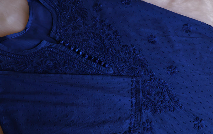 Nazakat Royal Blue Cotton Kurta set