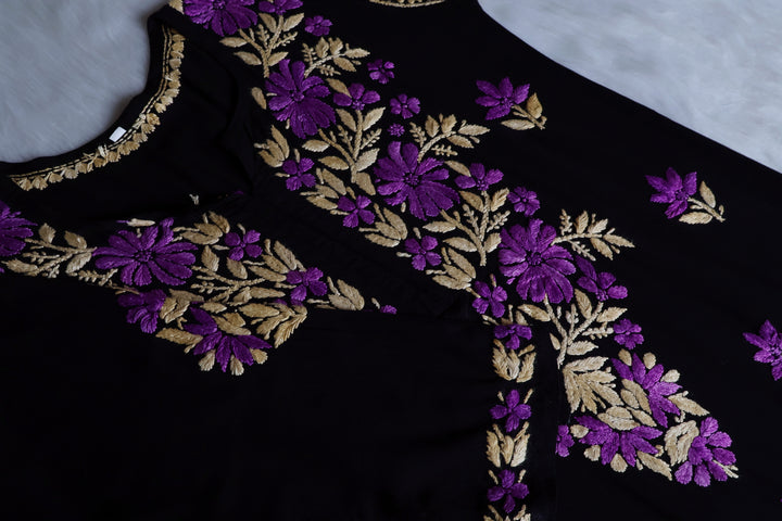 Gulaab Black, Purple & Beige Rayon Kurta Set