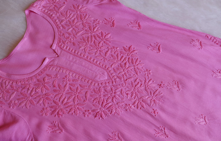 Nora Baby Pink Short Rayon Kurta