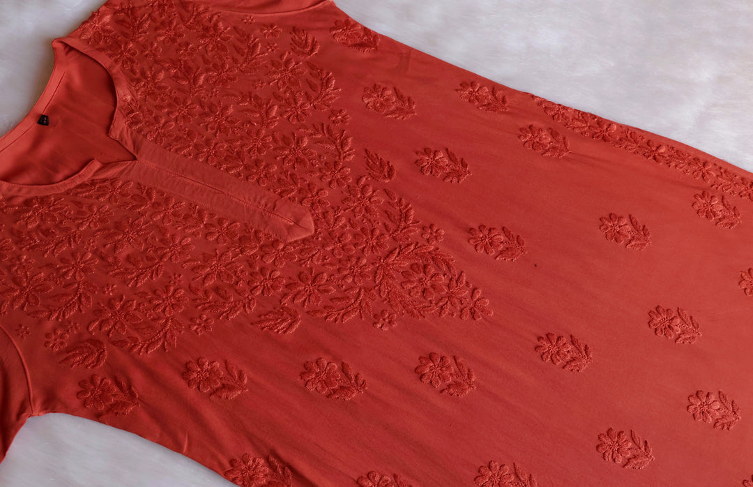 Iqra Rust Orange 2 piece Rayon set