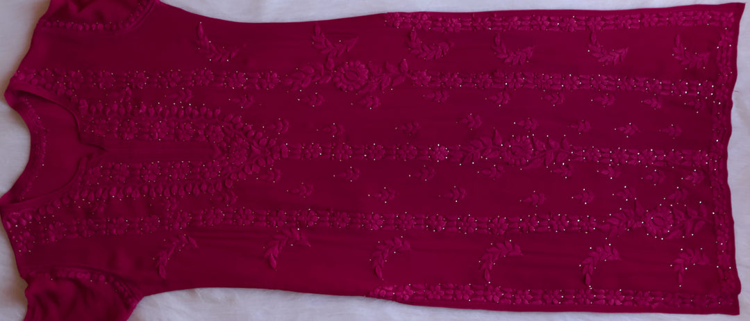 Zamda Deep Pink Viscose Georgette Kurta