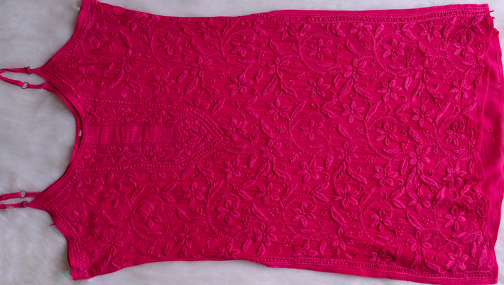Mehr Deep Pink Viscose Strappy Kurta