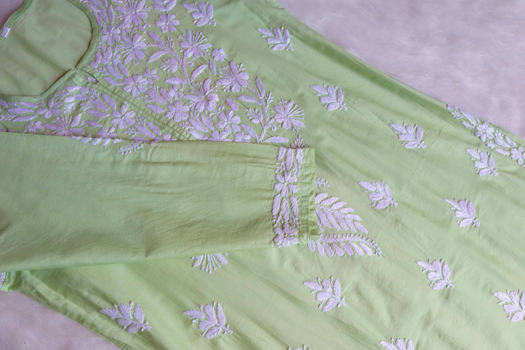 Saboor Lime Green Chanderi Kurta