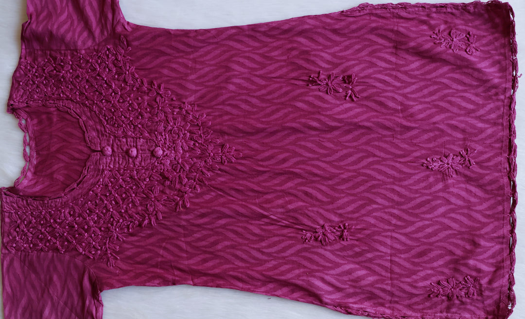Zaina Deep Purple Short Jacquard Cotton kurta