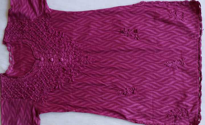 Zaina Deep Purple Short Jacquard Cotton kurta