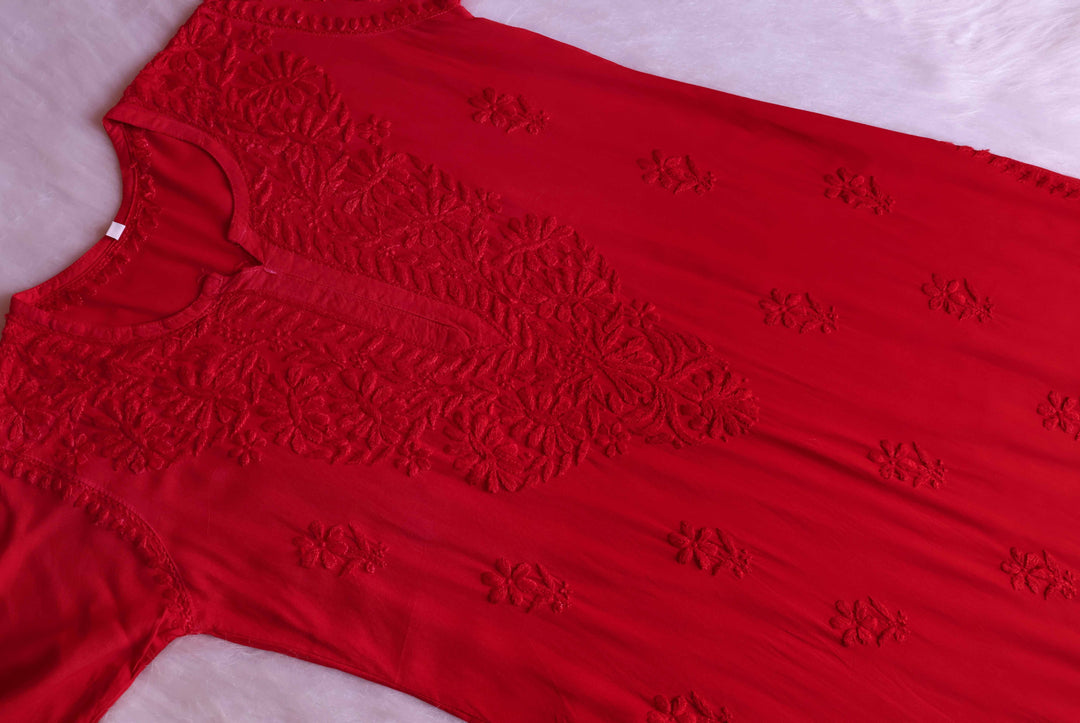 Amirah Red Ombre Long Rayon Kurta