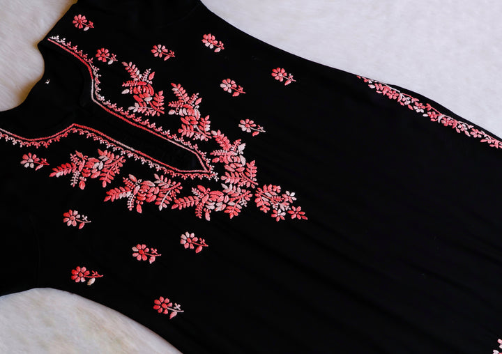 Eliza Black & Peach Ombre Long Rayon Kurta