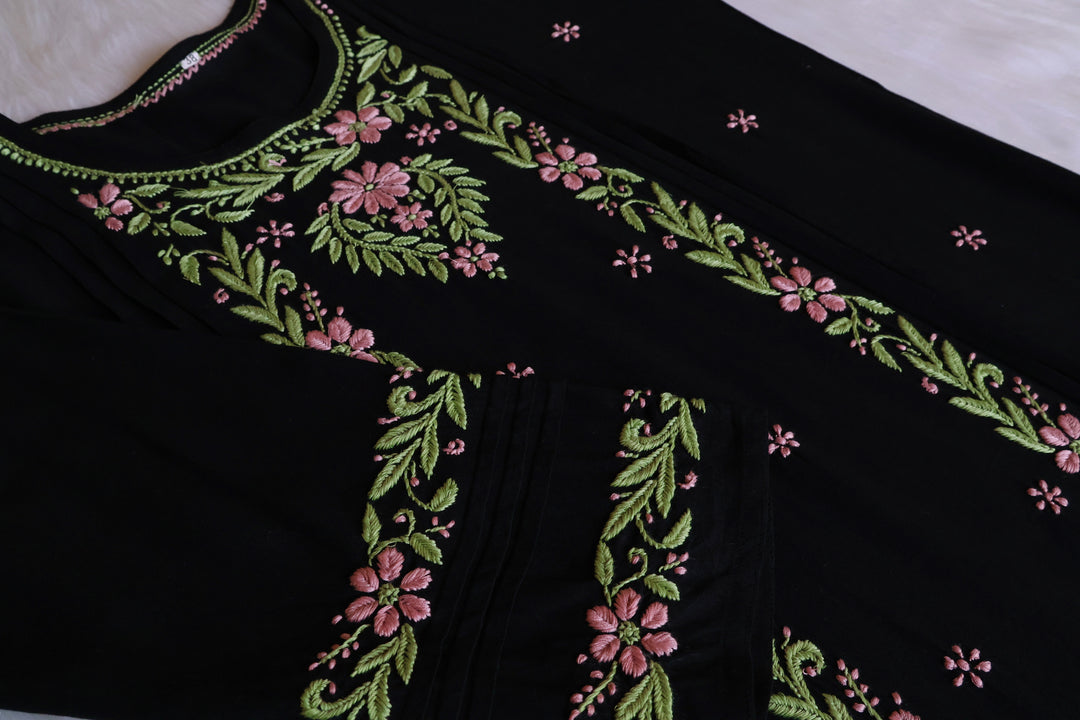 Firdaus Black & Rose Beige Modal Kurta Set