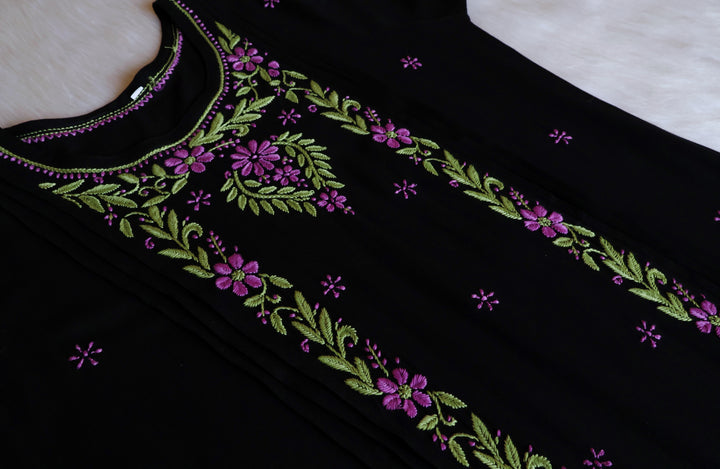 Firdaus Black & Lavender Modal Kurta Set