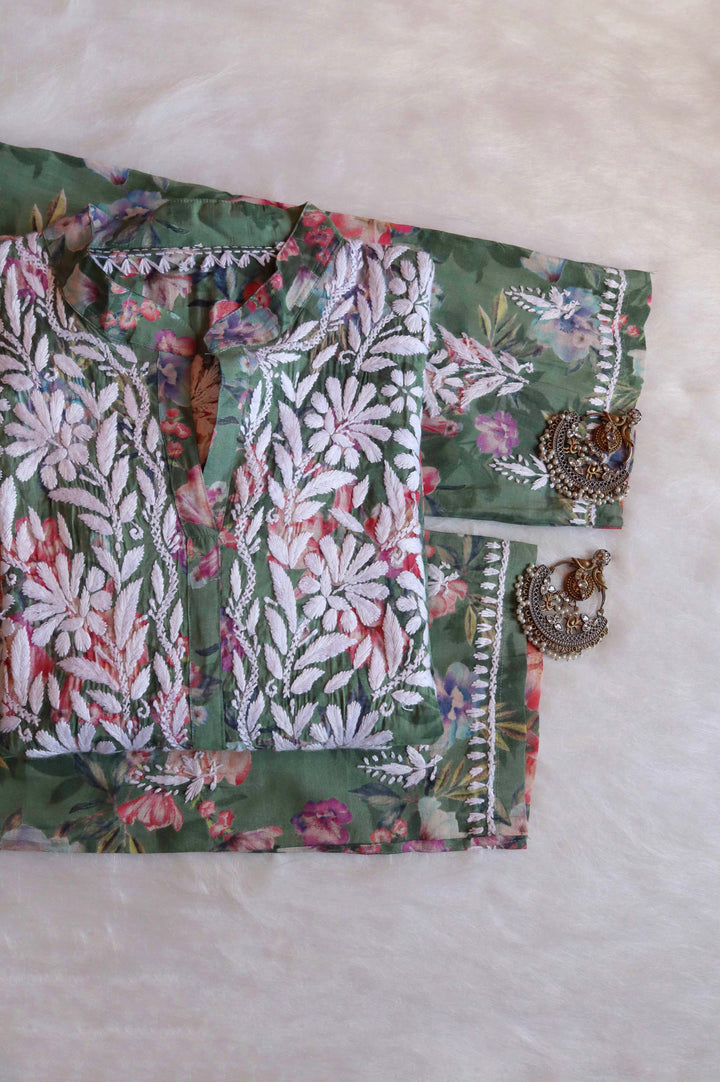 Jannat Sage Green Chanderi Coord setn