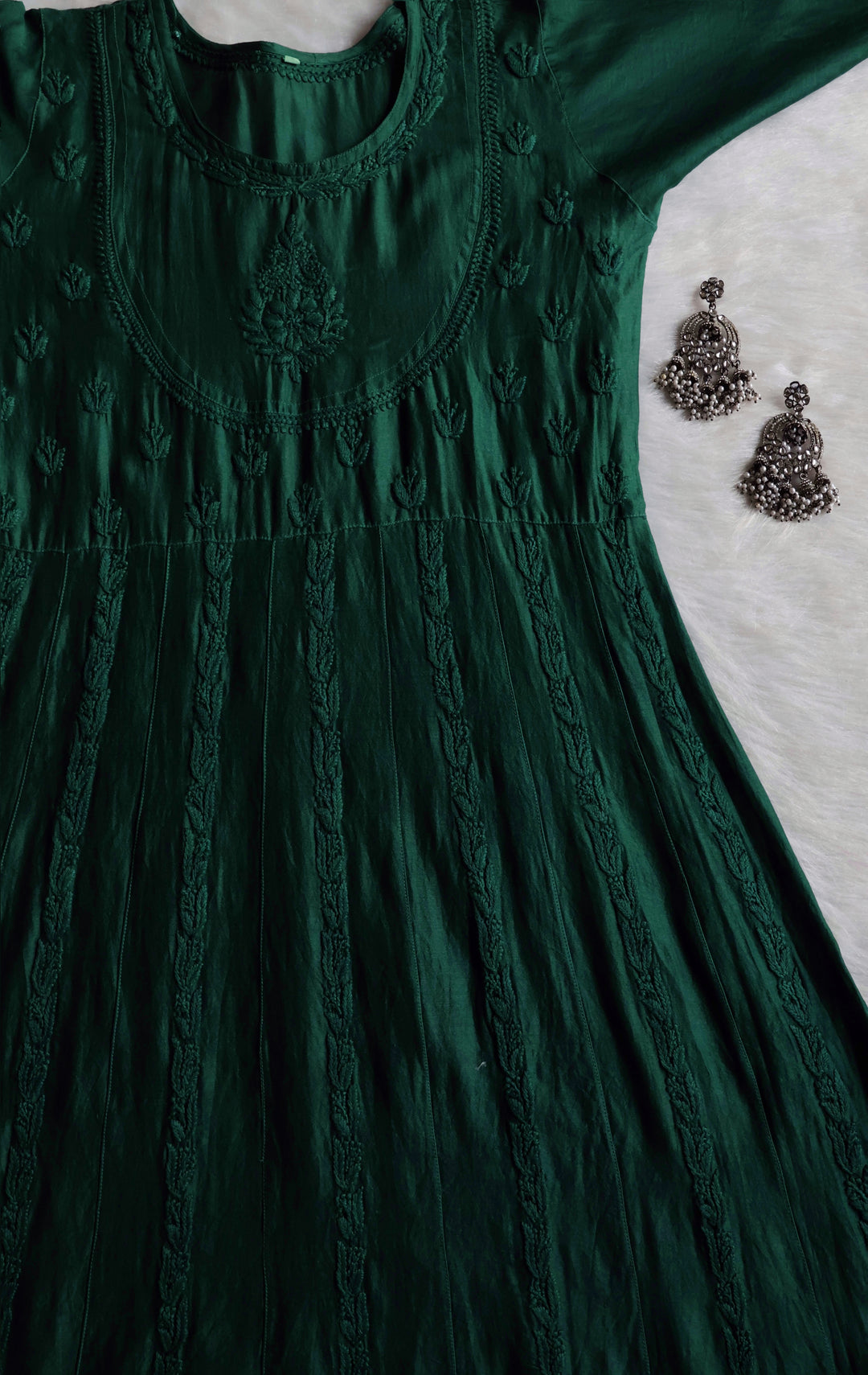 Naqsh Deep Green Pure Chanderi Silk Anarkali