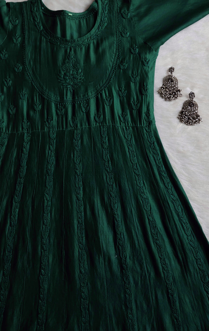 Naqsh Deep Green Pure Chanderi Silk Anarkali