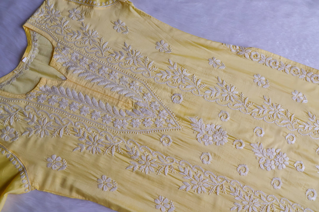 Zargul Yellow Premium Chanderi Silk Kurta