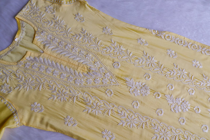 Zargul Yellow Premium Chanderi Silk Kurta