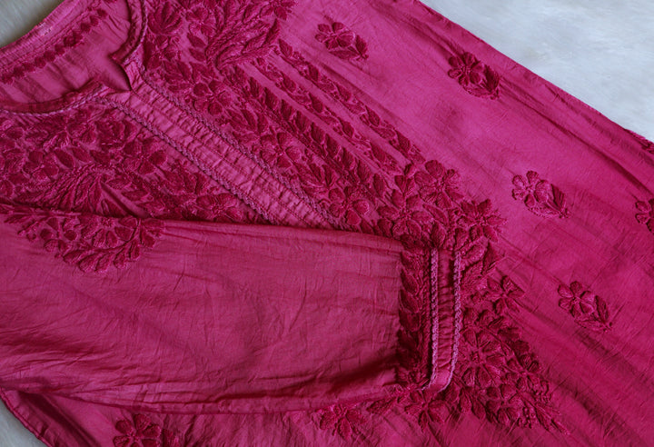 Ruhaab Deep Pink Pure Chanderi set
