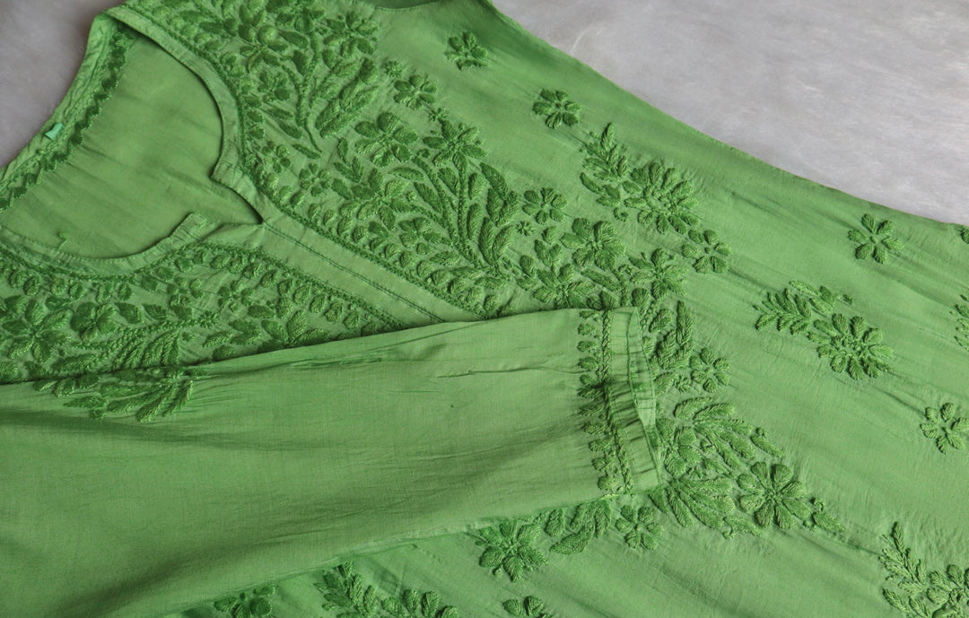Zenara Green Chanderi Kurta
