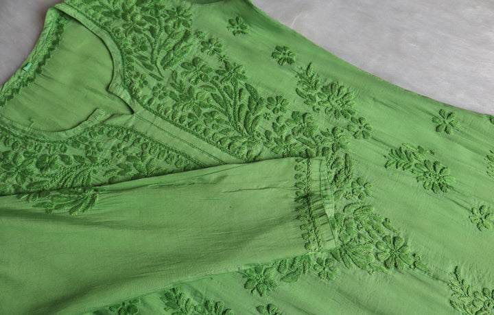 Zenara Green Chanderi Kurta