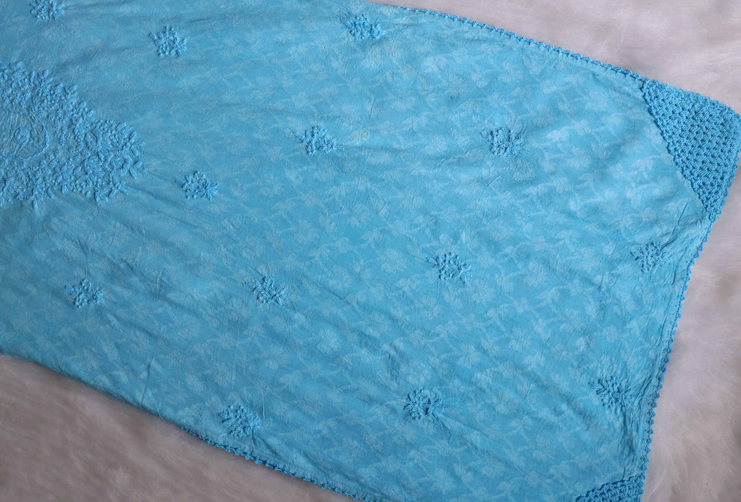 Aaliyah Sky Blue Long Jacquard Cotton