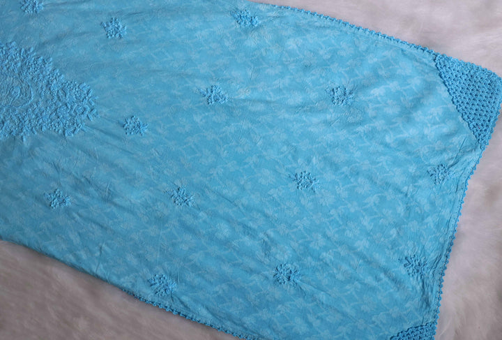 Aaliyah Sky Blue Long Jacquard Cotton