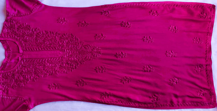 Amirah Deep Pink Ombre Long Rayon Kurta