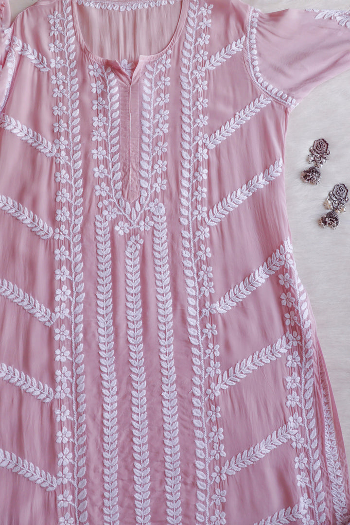 Hanaa Dusty Rose Crepe Silk Kurta