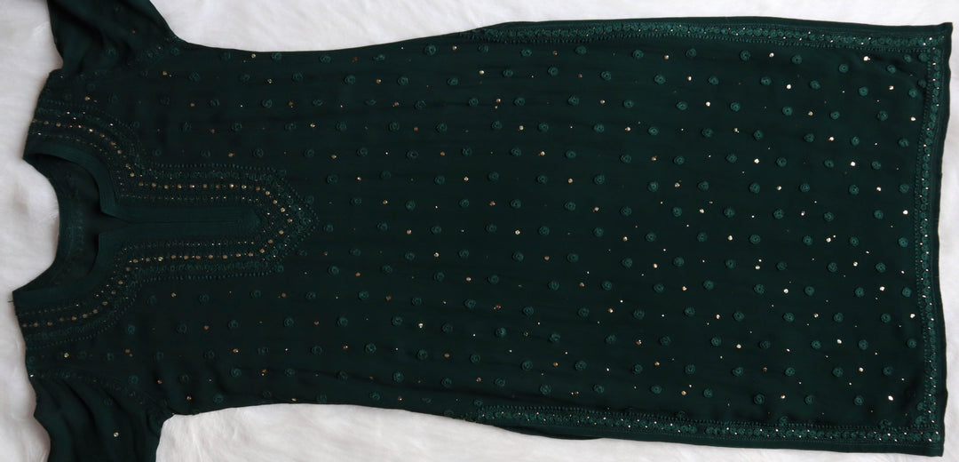 Mahaa Dark Green Viscose Georgette Kurta