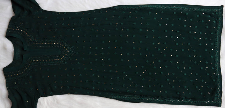 Mahaa Dark Green Viscose Georgette Kurta