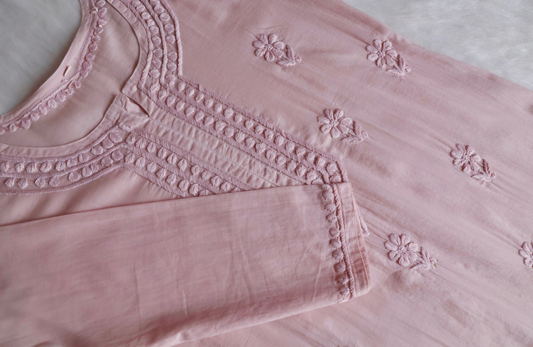 Saleha Rose Beige Cotton Kurta
