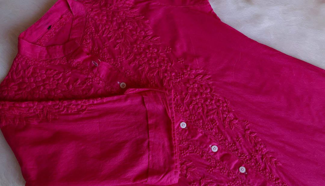 Nazakat Deep Pink Pure Cotton Kurta Set