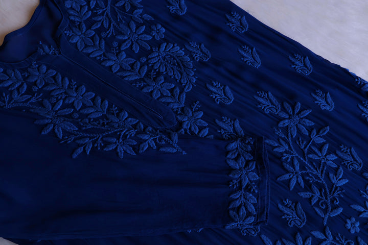 Waliya Royal Blue Viscose Georgette Kurta