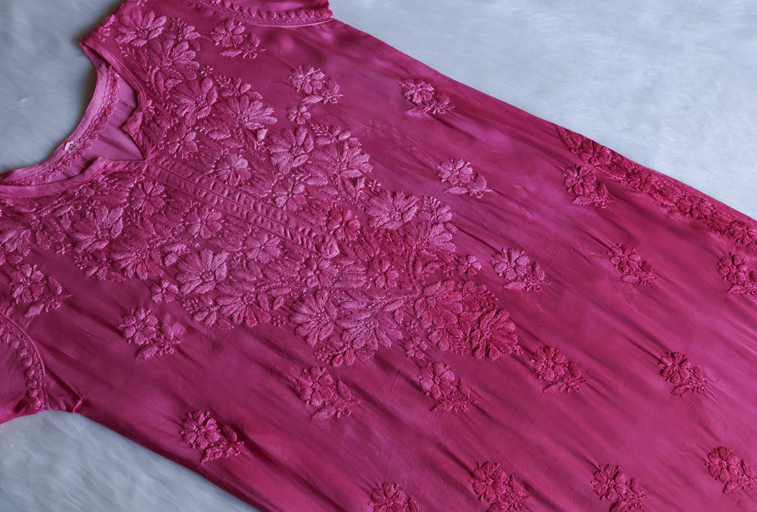 Zaryaab Burgundy Long Modal Silk Kurta