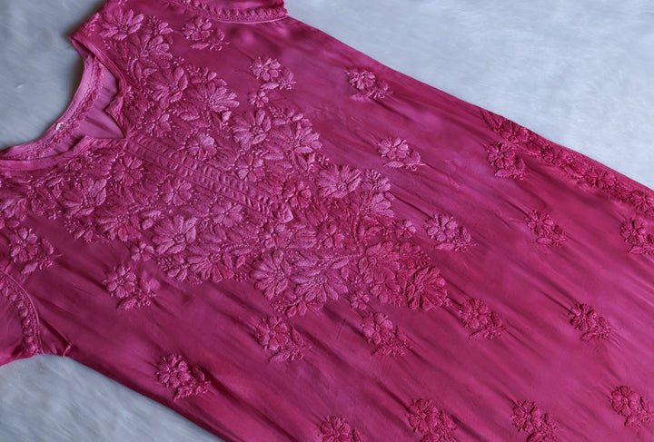 Zaryaab Burgundy Long Modal Silk Kurta