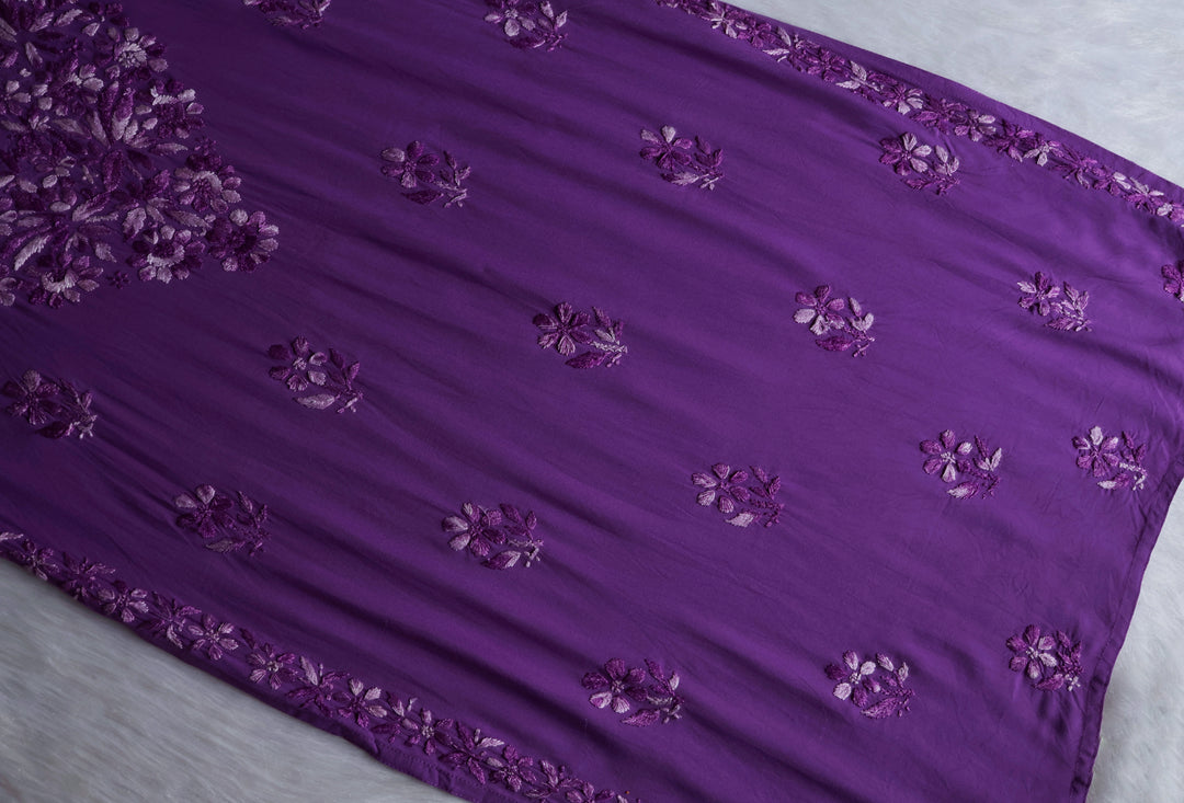 Nuresa Deep Purple Ombre Thread Long Rayon Kurta