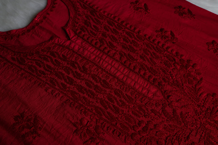 Dilnoor Maroon Chanderi Ombre Kurta