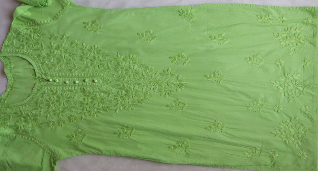 Aafia Lime Green Long Cotton kurta