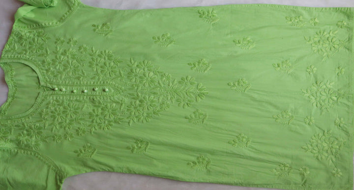 Aafia Lime Green Long Cotton kurta