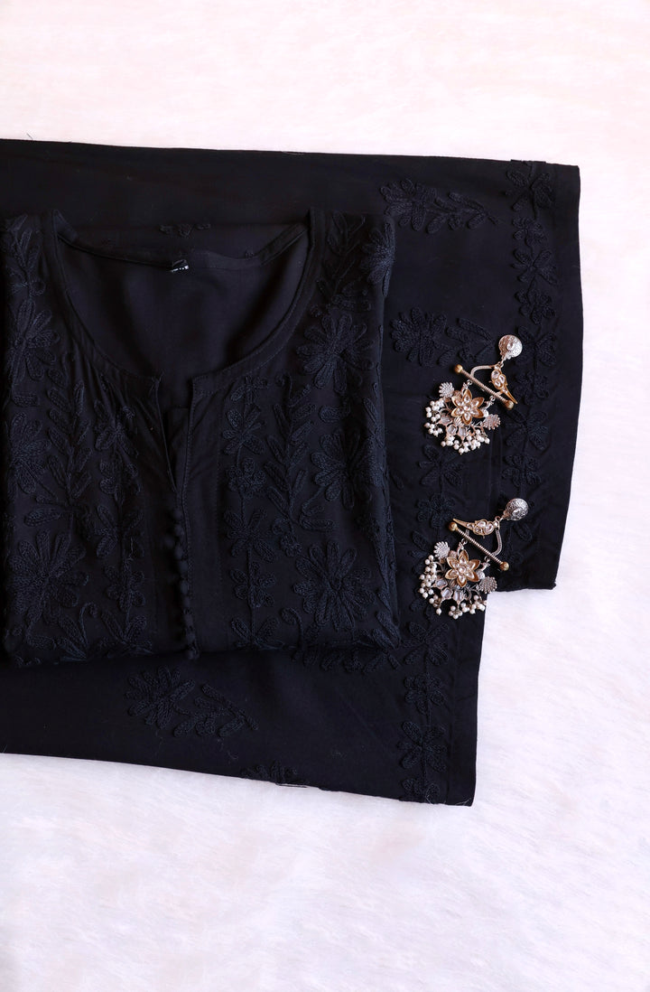 Mysa Black Rayon Kurta Pant set
