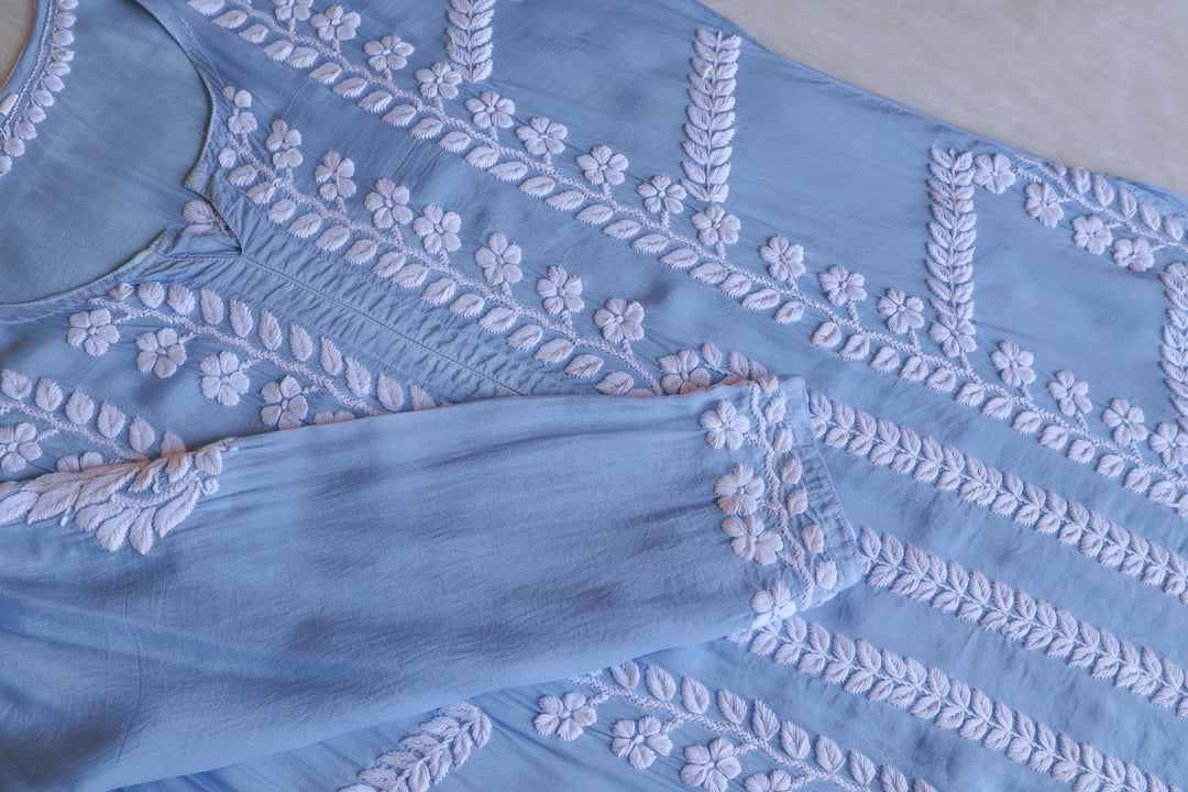 Hanaa Ice Blue Crepe Silk Kurta