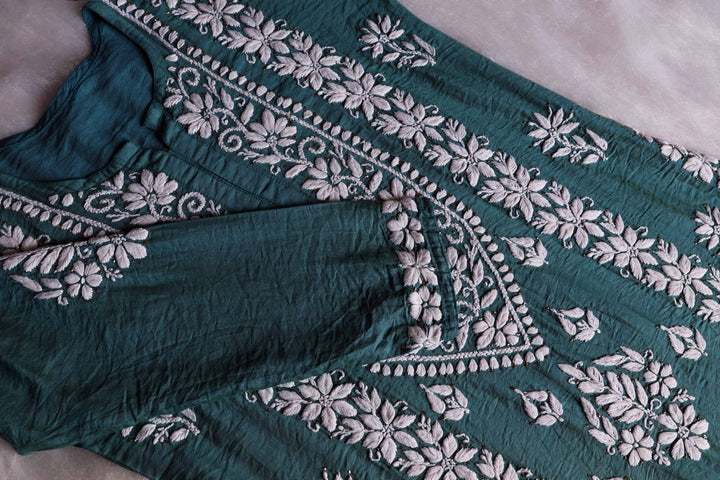 Alizah Sage Green Linen Chanderi Mukaish Kurta