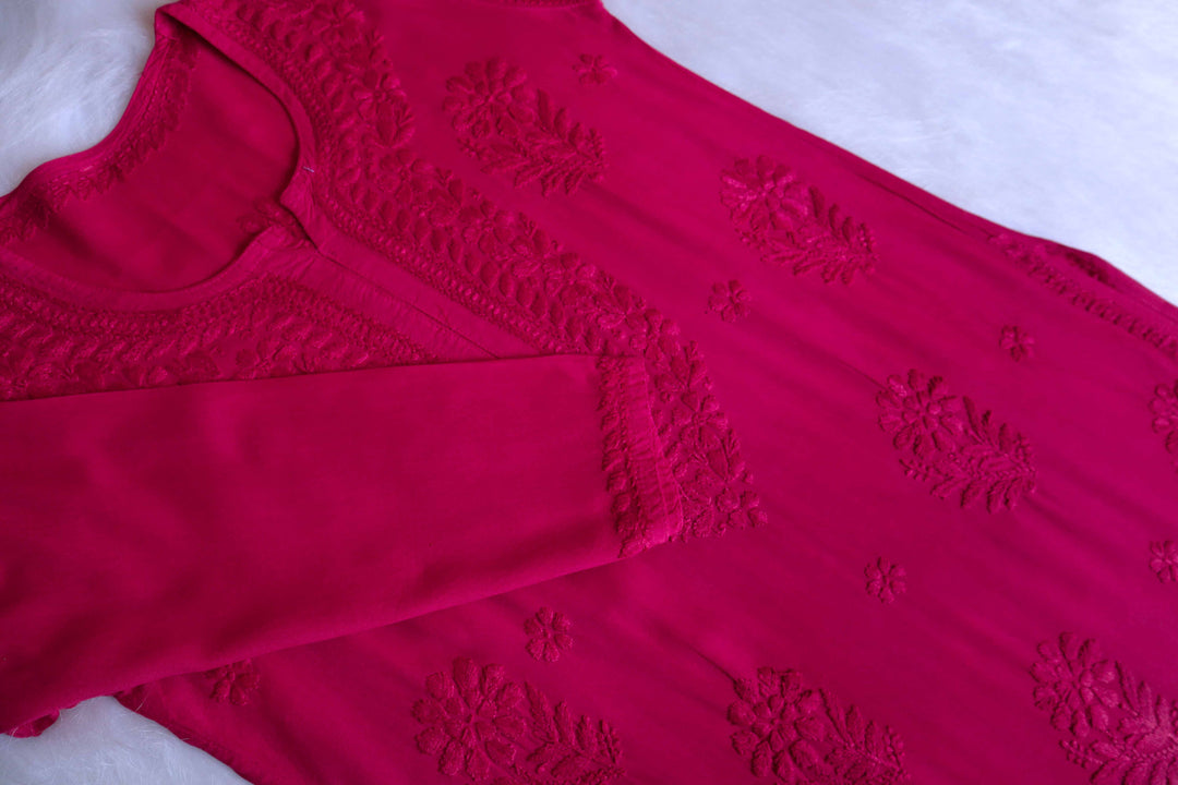 Laila Deep Pink Ombre Long Rayon Kurta