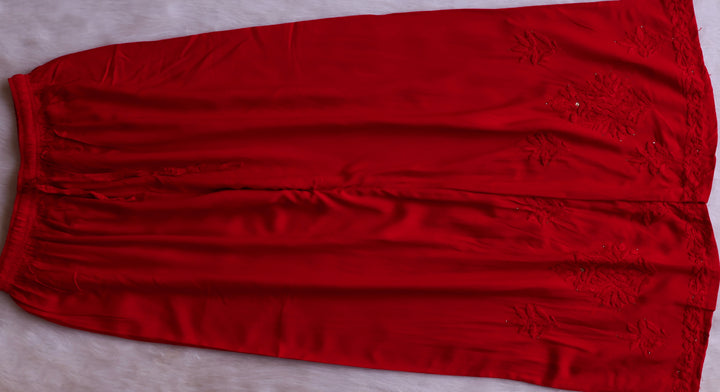 Naira Red Rayon Mukaish 3 Piece Set