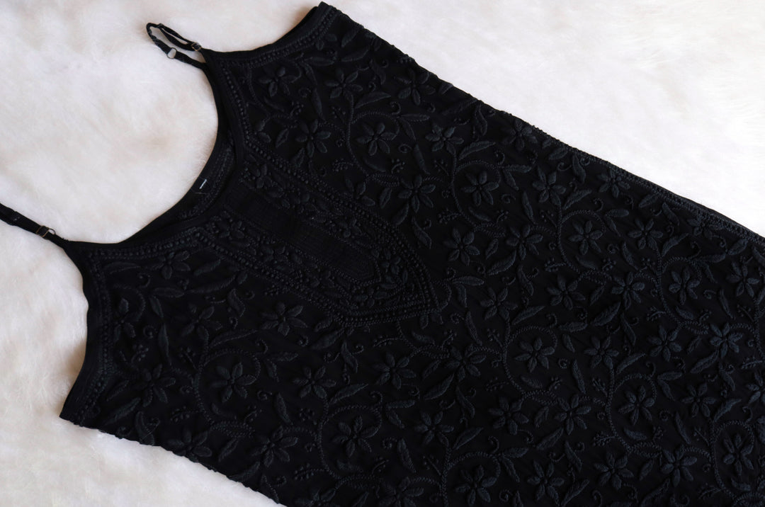 Mehr Black Viscose Strappy Kurta