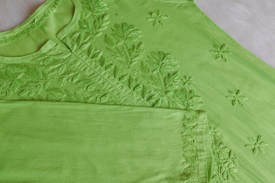Zaira Lime Green Pure Cotton Kurta