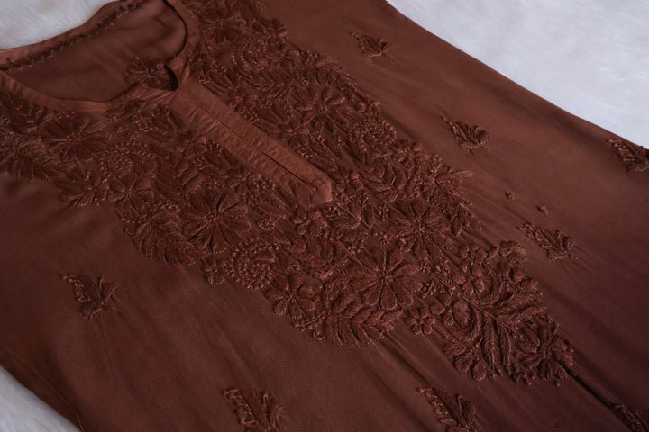 Zahrah Caramel Brown Ombre Long Rayon Kurta