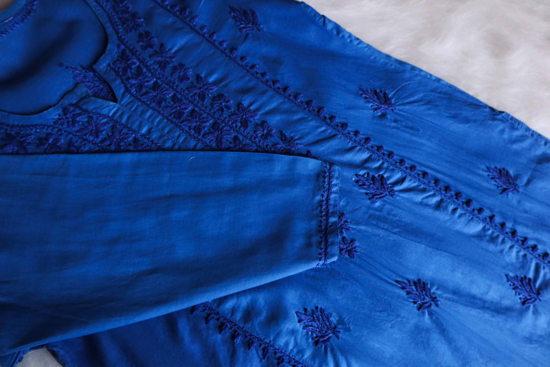 Ayman Royal Blue Long Cotton kurta